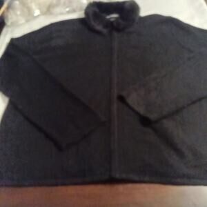 Norton McNaughton Women VTG Pullover Zip Jacket Lg Removable Faux Fur Collar